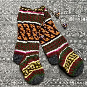Pamiri Jurab Slipper Socks Stockings Tajikistan Hand Knitted Wool Thick